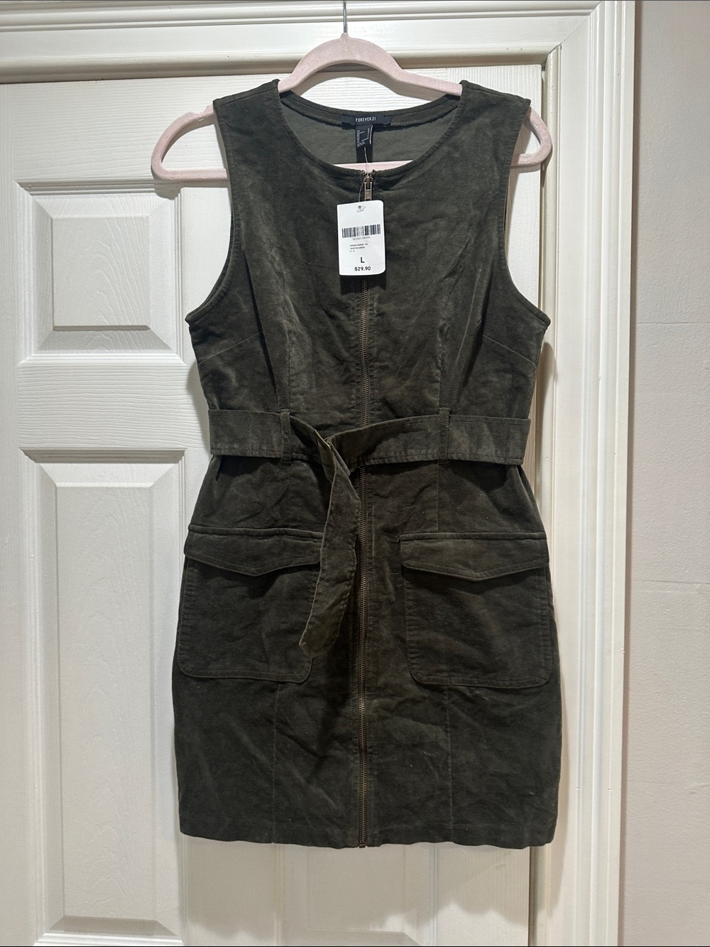 Forever 21 Olive Suede-Look Utility Mini Dress